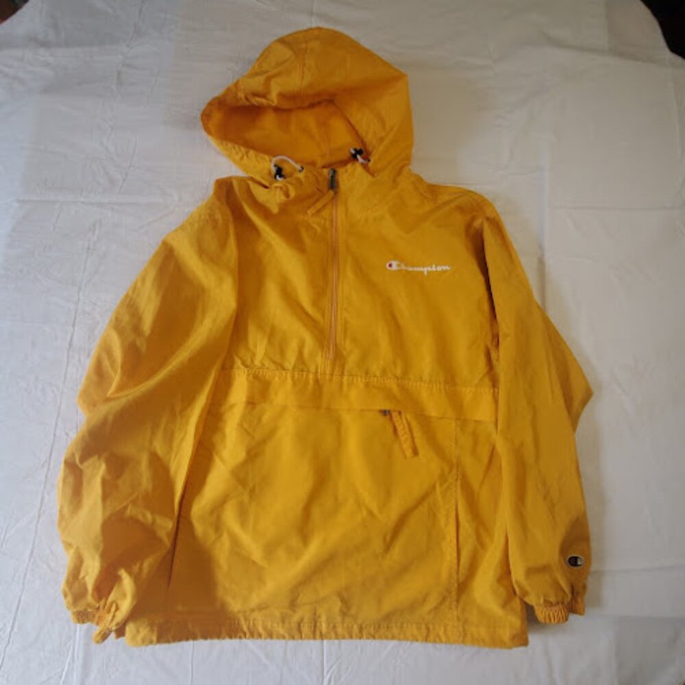 Champion Women's Gold Hooded Pullover Windbreaker Size M 100% Polyester
